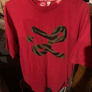 LRG Red Short Sleeve Tee with Camouflage Logo